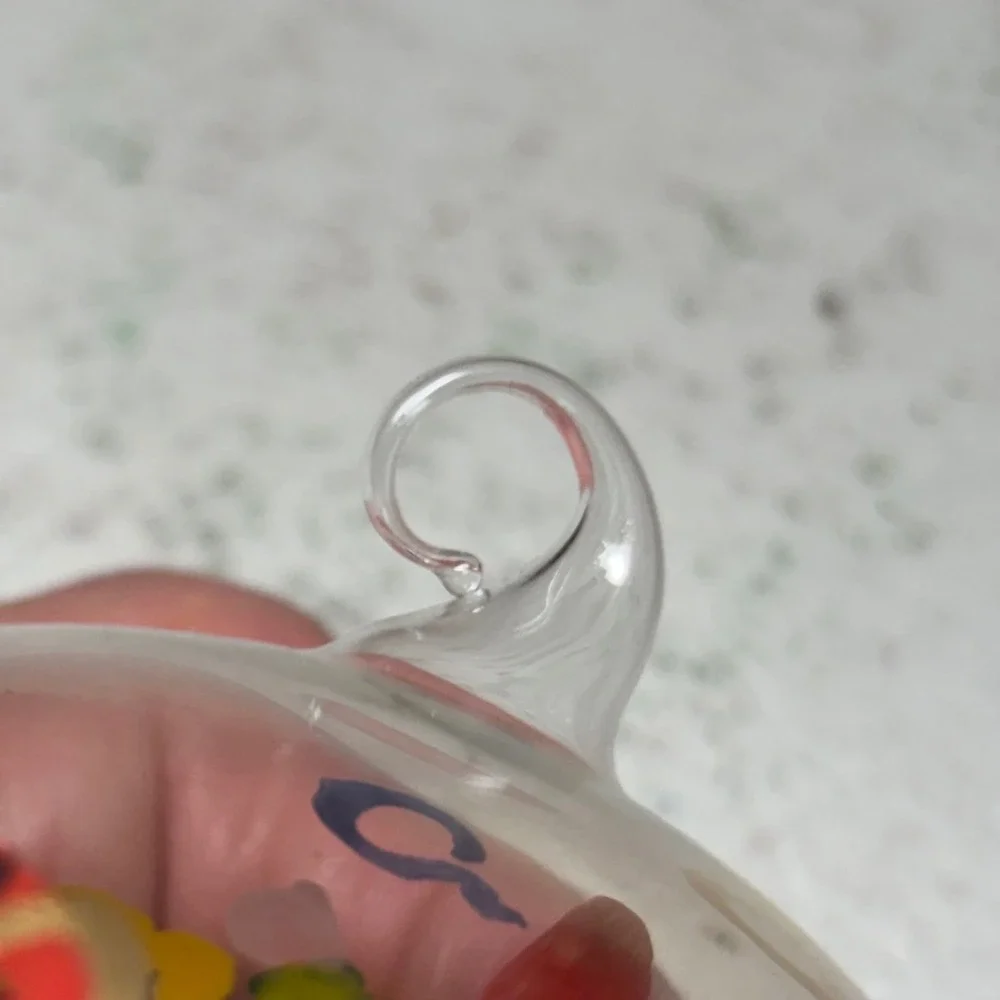 Vintage Handmade blown Christmas Train Ornament Hand Painted‎ Glass Whimsical